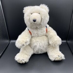 Gund American Eagle Polar Bear Plush 20" Wearing Backpack and snowboard